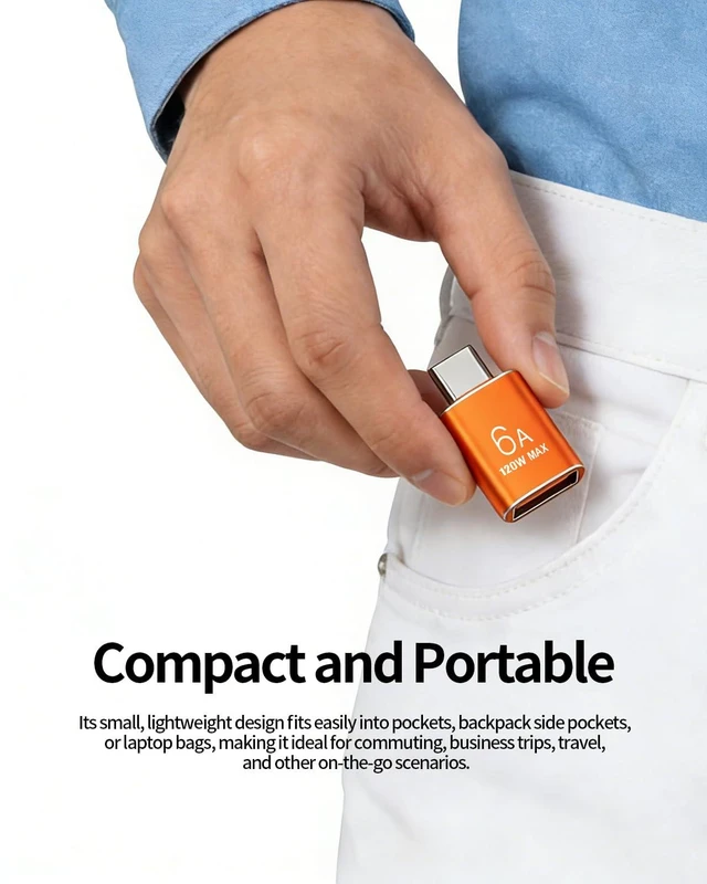 Alt view image 6 of 7 - USB 3.2 Type-C Male to USB 3.2 Female Adapter 120W 6A Fast Charging Converter with 10Gbps High-Speed Data Transfer Smart DAC Chip Aluminum Alloy for Phone15/16 Tablets and Other Devices