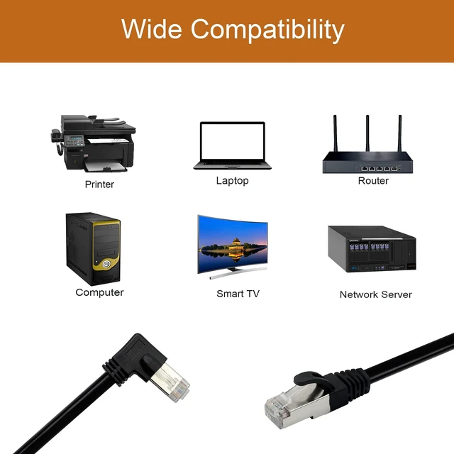 Alt view image 5 of 7 - Cat6 Ethernet Cable RJ45 Male to 90 Degree Right Angle RJ45 Male 24 AWG STP 1000Mbps 250MHz Network Patch Cord LAN Internet Extension Cable for PC Modem Printer PS4 Xbox Black 1.5 ft