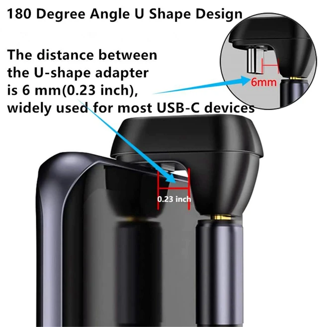 Alt view image 4 of 7 - USB-C Male to Female Adapter USB 4 40Gbps Type-C Extension Converter 180° U-Shaped Angle Design PD 100W Charging 8K@60Hz Video for Laptops Tablets and Type-C Devices 1 PC