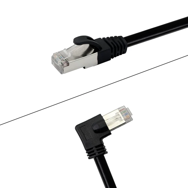 Alt view image 7 of 7 - Cat6 Ethernet Cable RJ45 Male to 90 Degree Right Angle RJ45 Male 24 AWG STP 1000Mbps 250MHz Network Patch Cord LAN Internet Extension Cable for PC Modem Printer PS4 Xbox Black 1.5 ft
