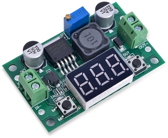 Main image of LM2596 Adjustable Step-Down Voltage Regulator Module 4.0-40V DC Input to 1.25-37V DC Output 2A Power Supply Converter with LED Voltmeter Display and Terminal Blocks for DIY Mobile Power Supplies