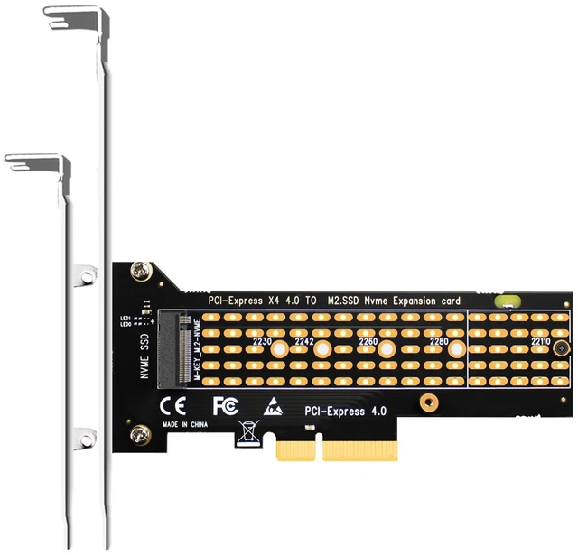 Main image of PA22110 M.2 NVMe SSD PCIe Adapter Card PCIe 4.0 X4 to M.2 Key M Slot Supports 22110/2280/2260/2242/2230 SSD Sizes Heatsinks Cool 5-20°C for PCIe X4/X8/X16 Slots 12cm and 8cm Brackets