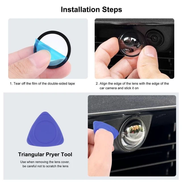 Alt view image 7 of 7 - PC Camera Lens Protector Kit 360-Degree Panoramic Camera Lens Cover 9H Scratch-Resistant 95% Light Transmittance for Cybertruck 2025 Model Y Juniper 2025 Model S 2025 Model 3 2025 Transparent 2 Pieces