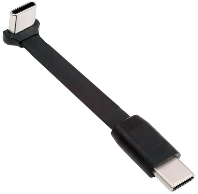 Main image of USB-C to USB-C 90 Degree Up Down Angled Charging Cable Ultra Slim Flat USB 2.0 Data Sync Cord 65W 3.25A Fast Charge 480Mbps Reversible Type-C Connector for Laptop Tablet Phone 66mm Approx