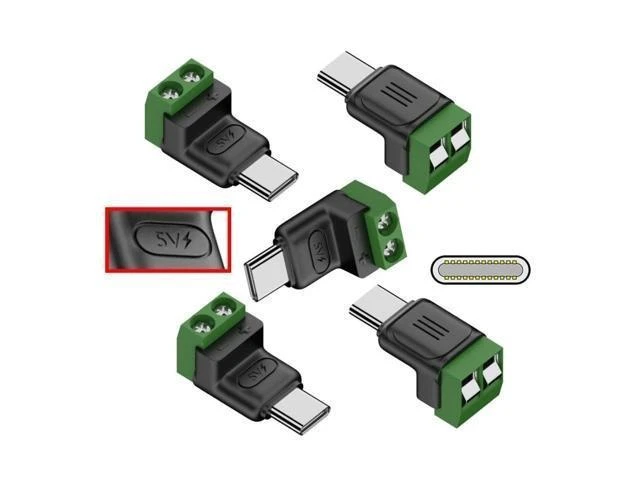 Alt view image 2 of 7 - USB-C Male Plug to 2-Pin Screw Terminal Adapter Solderless Power Wiring Connector for DC 5V 3A USB 2.0 Power Reversible USB-C Power Plug for DIY OEM Repair 5 Pieces