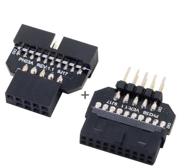 Alt view image 4 of 6 - USB 2.0 9Pin Housing to USB 3.0 20Pin Motherboard Header Female Adapter U2-026 Reversible USB Header Adapter for USB 3.0 Devices and USB 2.0 Motherboards 480Mbps Data Speed 1set