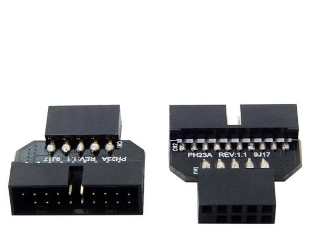 Alt view image 2 of 6 - USB 2.0 9Pin Housing to USB 3.0 20Pin Motherboard Header Female Adapter U2-026 Reversible USB Header Adapter for USB 3.0 Devices and USB 2.0 Motherboards 480Mbps Data Speed 1set