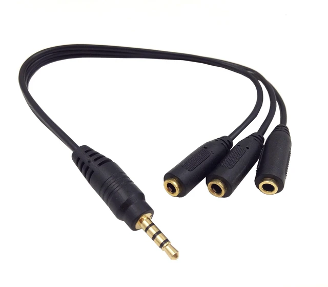 Main image of 3.5mm TRRS Stereo Audio Splitter Cable Male Plug to 3 x 3.5mm Female Stereo Jacks 1 Input 3 Output Headphone Splitter AUX Cable Gold-Plated Connectors for MP3 Player PC CD MD 1FT