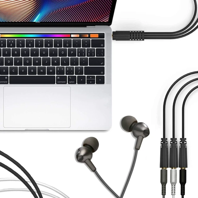 Alt view image 3 of 3 - 3.5mm TRRS Stereo Audio Splitter Cable Male Plug to 3 x 3.5mm Female Stereo Jacks 1 Input 3 Output Headphone Splitter AUX Cable Gold-Plated Connectors for MP3 Player PC CD MD 1FT