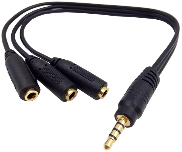 Alt view image 2 of 3 - 3.5mm TRRS Stereo Audio Splitter Cable Male Plug to 3 x 3.5mm Female Stereo Jacks 1 Input 3 Output Headphone Splitter AUX Cable Gold-Plated Connectors for MP3 Player PC CD MD 1FT