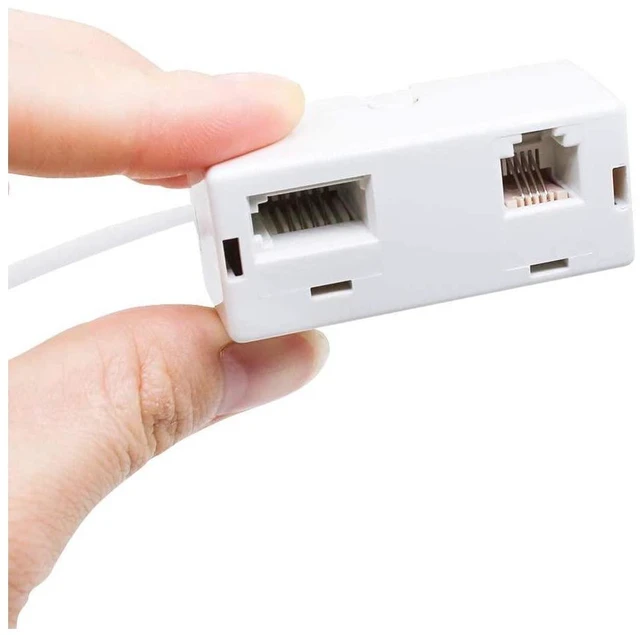Alt view image 3 of 7 - RJ45 to BT RJ11 Telephone Adapter 2 Way Female to Male Splitter Converter Ethernet Cable Phone Line Connector Male RJ45 8P8C Female BT 6P4C RJ11 6P4C White 6.29 inch/16cm Cable Length 2 Pack