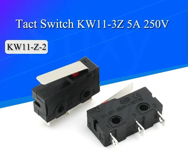 Main image of KW11-3Z Microswitch 5A 250V 3PIN Tact Switch On Off Switch with Buckle Straight Handle Contact Button Micro Switch Tactile Button Switch Component 10PCS