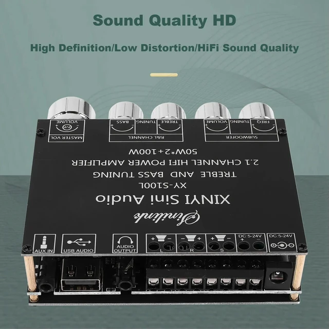 Main image of XY-S100L Bluetooth 5.0 2.1 Channel Power Audio Stereo Amplifier Board 50W x2 + 100W Subwoofer and Speaker Power Amplifier Bluetooth Stereo Audio AMP Board