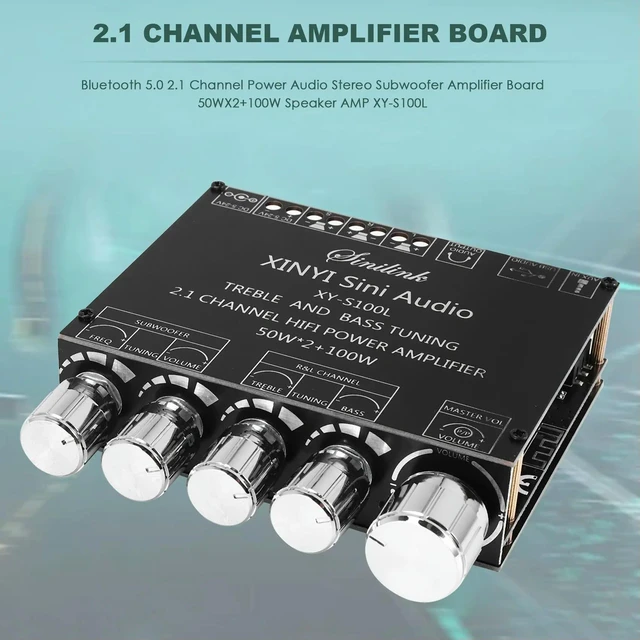 Alt view image 2 of 3 - XY-S100L Bluetooth 5.0 2.1 Channel Power Audio Stereo Amplifier Board 50W x2 + 100W Subwoofer and Speaker Power Amplifier Bluetooth Stereo Audio AMP Board