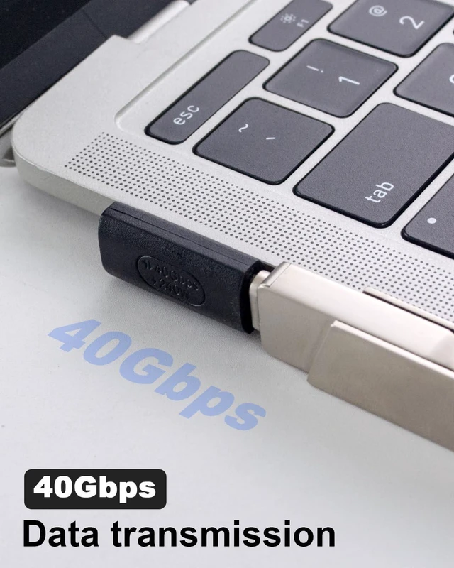 Alt view image 4 of 7 - USB C Male to Female Adapter 90 Degree Right Angle USB4 Extender 240W PD 40Gbps 8K@60Hz Compatible with MacBook iPad Samsung Galaxy Google Pixel Thunderbolt 4/3 2 Pack
