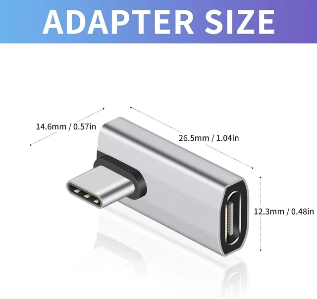 Alt view image 7 of 7 - USB C Right Angle Adapter 240W 40Gbps USB C to USB C Adapter with 8K@60Hz Video and Audio Output 90 Degree L-Shaped USB C Connector for Thunderbolt 4/3 and USB4 Cable Devices