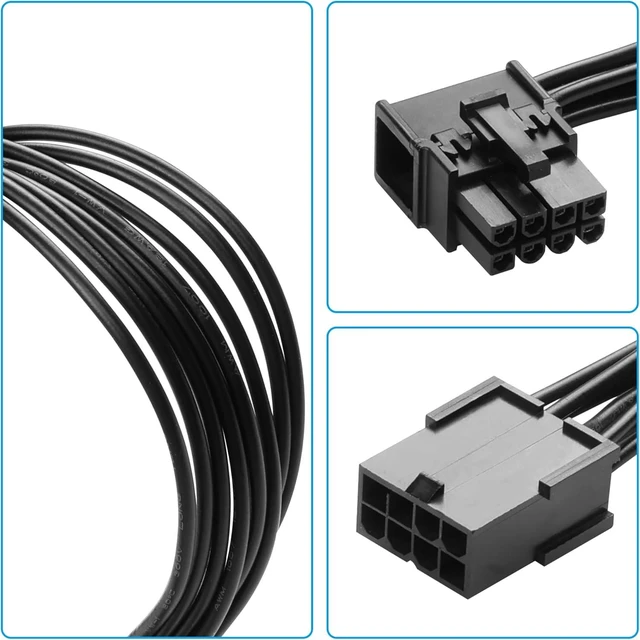 Alt view image 6 of 7 - PCIe 8-Pin Female to 90-Degree Male 18AWG Power Extension Cable Right Angle Graphics Card PCIe Express Adapter with Locking Joint for Non-Modular and Semi-Modular Power Supplies 15cm/5.9 Inch