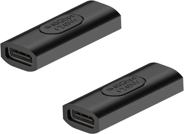 Main image of USB C Female to Female Coupler 240W 40Gbps USB4 Adapter with 8K@60Hz Video Output Type-C Cable Extender for iPad MacBook Thunderbolt 4/3 Devices Reversible Connection 2 Pack