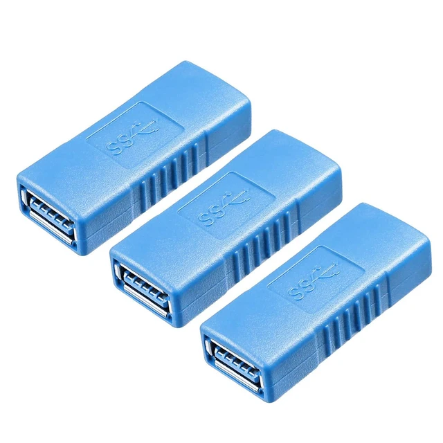 Alt view image 6 of 7 - USB 3.0 Type A Female to Female Adapter 5 Gbit/s USB Cable Extension Coupler USB Connector Converter Bridge Backward Compatible with USB 2.0 Devices PVC Shell Copper Inserts Blue Pack of 3
