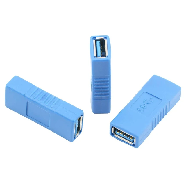Alt view image 7 of 7 - USB 3.0 Type A Female to Female Adapter 5 Gbit/s USB Cable Extension Coupler USB Connector Converter Bridge Backward Compatible with USB 2.0 Devices PVC Shell Copper Inserts Blue Pack of 3