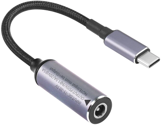 Main image of PD 100W USB Type C Male to DC5521 5.5mm x 2.1mm Female Power Charging Cable DC to USB C Laptop Charger Adapter Automatic Identification Chip 15V-20.5V Input 20V 5A Output 6.8in