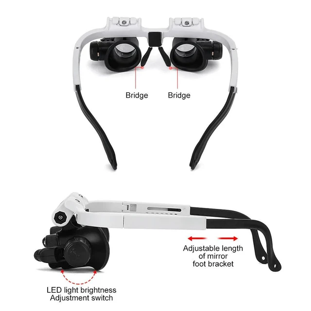 Alt view image 5 of 6 - 9892H 8X/15X/23X LED Headband Magnifier Telescopic Magnifying Glasses for Jeweler Watchmaker Reading Loupes Eyewear Magnifying Glass Head Mounted Loupe Glasses with Light
