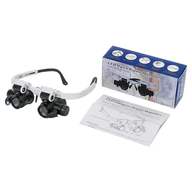 Alt view image 4 of 6 - 9892H 8X/15X/23X LED Headband Magnifier Telescopic Magnifying Glasses for Jeweler Watchmaker Reading Loupes Eyewear Magnifying Glass Head Mounted Loupe Glasses with Light