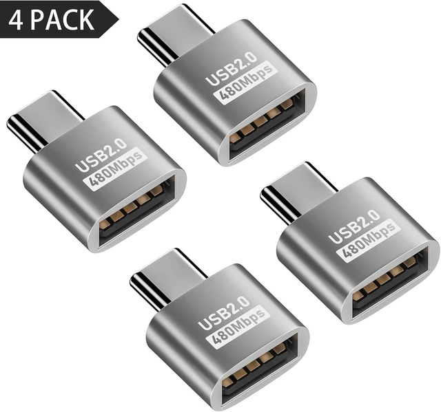 Alt view image 7 of 7 - USB-C to USB-A Adapter 10Gbps Type-C Male to USB-A Female Extension Adapter OTG Data Transfer and Charging Converter for Phones Laptops Keyboards Silver 4 Pack