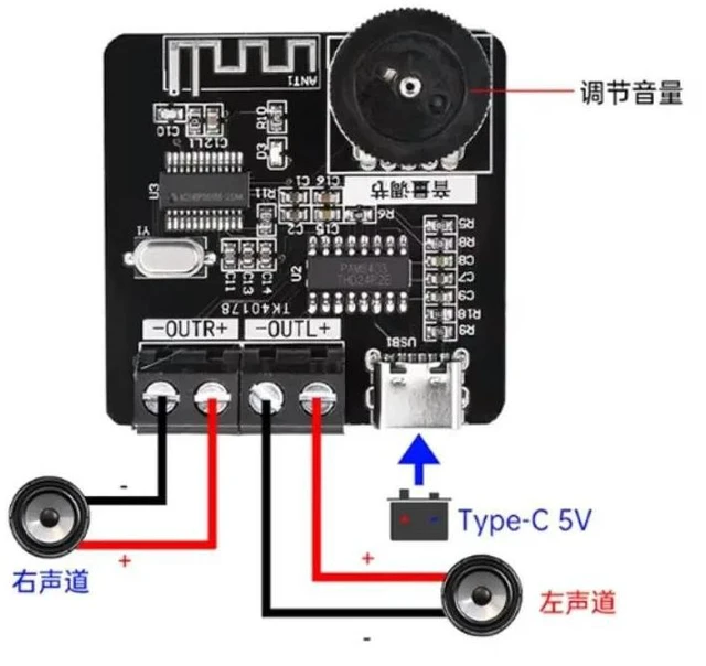 Alt view image 3 of 3 - XH-A164 Miniature Digital Bluetooth Amplifier Board PAM8403 5W+5W Audio Power Amplifier Module DC5V Power Supply Circuit Board for Bluetooth Audio Applications