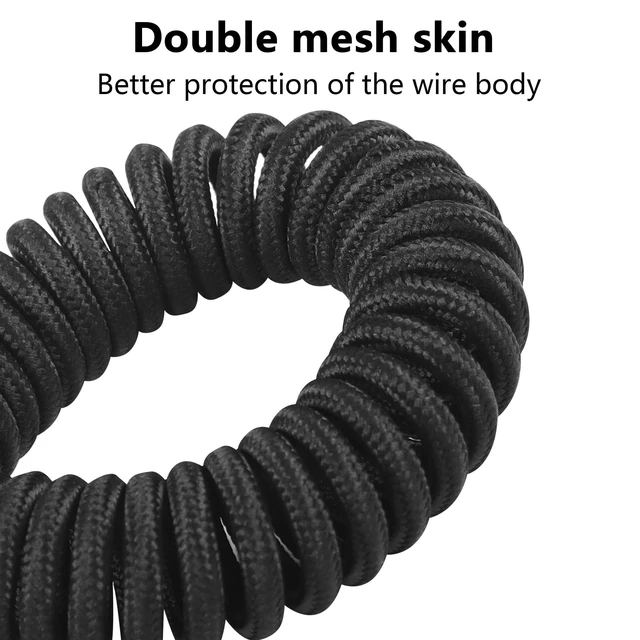 Alt view image 4 of 7 - Coiled Type-C to USB A Keyboard Cable with Detachable GX12-4Pin Aviation Connector Double-Sleeved Wire for Gaming Keyboards USB C Data Sync Black 1.4m/55inch 15cm Coil 20mm ID 1.5m/59in Straight Cable