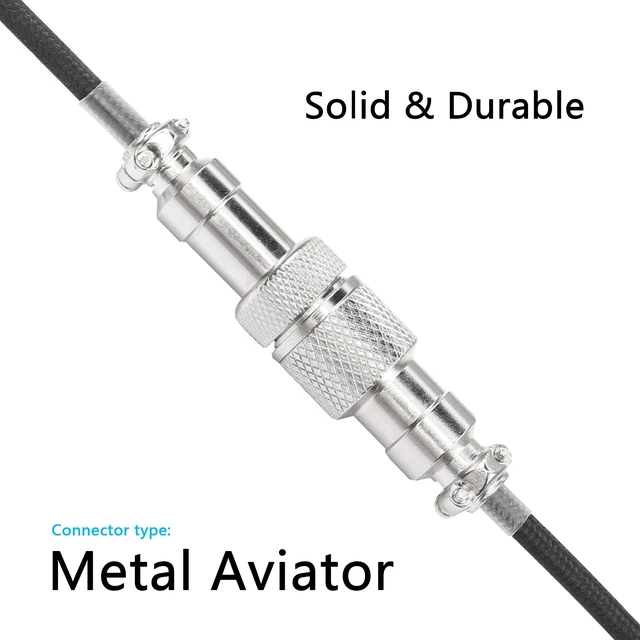 Alt view image 5 of 7 - Coiled Type-C to USB A Keyboard Cable with Detachable GX12-4Pin Aviation Connector Double-Sleeved Wire for Gaming Keyboards USB C Data Sync Black 1.4m/55inch 15cm Coil 20mm ID 1.5m/59in Straight Cable