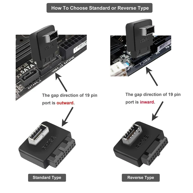 Alt view image 4 of 4 - USB 3.2 Gen 1 to USB 3.2 Gen 2 Header Adapter USB 3.1 Type-E Key-A Converter USB 3.0 20 Pin Internal Header for Type C Motherboard Reverse Type Up to 10Gbps 25*24*10mm