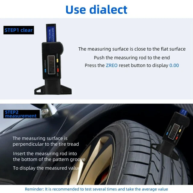 Alt view image 2 of 6 - 0-25mm LCD Digital Depth Gauge Caliper for Car Tires Tire Tread Gauge Measuring Tool Digital Tread Measurer for Car Tire Repair Tool and Tread Measurement