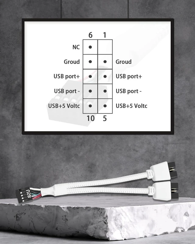 Alt view image 5 of 7 - USB 2.0 9-Pin Motherboard Header Splitter Cable Female to Dual 9-Pin Male Internal USB Extension Lead for PC Computer 480Mbps Data Transfer Sleeved White 6.3 in 16cm Pack of 2