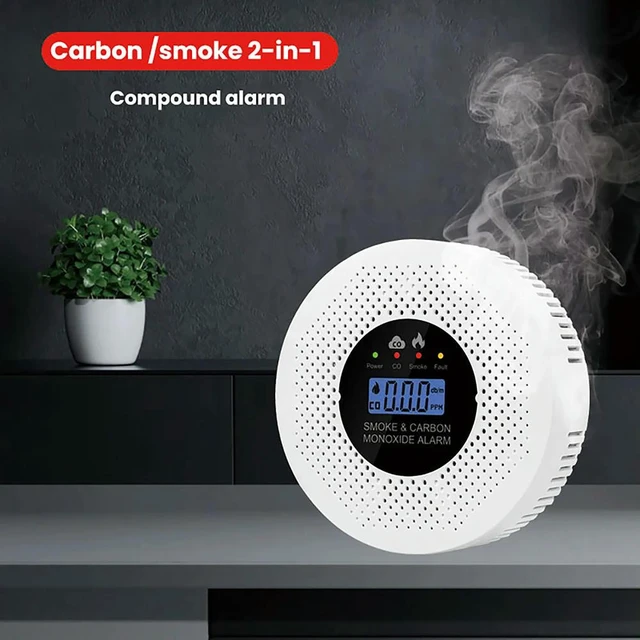 Alt view image 5 of 6 - Carbon Monoxide and Smoke Alarm Detector with LCD Digital Display Screen 2 in 1 Real Time Monitoring Device for Home Indoor Environment Detection and Monitoring