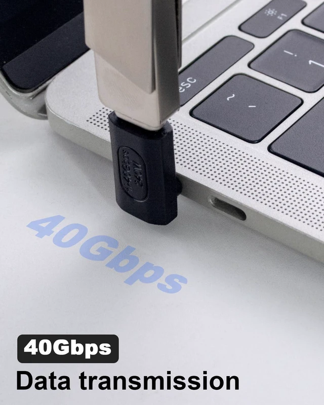 Alt view image 4 of 7 - USB-C Male to Female 90 Degree Right Angle Adapter 240W 40Gbps USB4 Type-C Extender Adapter with 8K@60Hz Video Reversible Connector for Thunderbolt 4 MacBook iPhone 15 Galaxy Devices 2 Pack