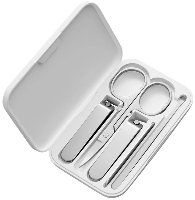 Main image of Xiaomi Stainless Steel Manicure Pedicure Grooming Kit with Oblique and Flat Nail Clippers Beauty Scissors Nail File and Earpick Magnetic Storage Box Matte Anti-Rust Nail Care Tool Set 5pcs/set