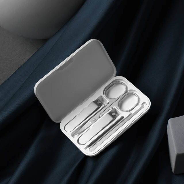 Alt view image 3 of 5 - Xiaomi Stainless Steel Manicure Pedicure Grooming Kit with Oblique and Flat Nail Clippers Beauty Scissors Nail File and Earpick Magnetic Storage Box Matte Anti-Rust Nail Care Tool Set 5pcs/set