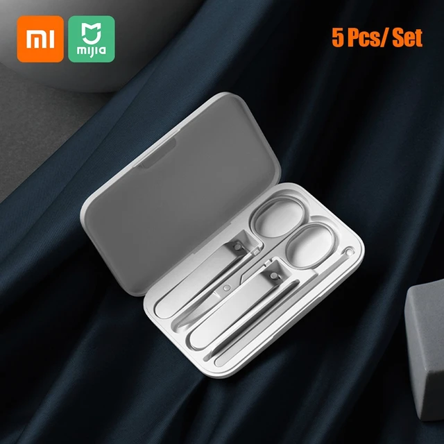 Alt view image 2 of 5 - Xiaomi Stainless Steel Manicure Pedicure Grooming Kit with Oblique and Flat Nail Clippers Beauty Scissors Nail File and Earpick Magnetic Storage Box Matte Anti-Rust Nail Care Tool Set 5pcs/set