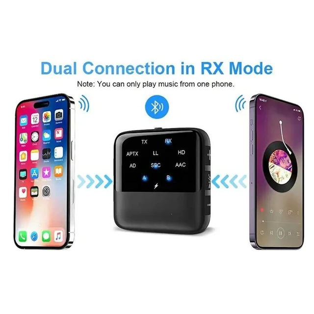 Alt view image 5 of 6 - Bluetooth 5.4 Audio Adapter 2 in 1 Receiver Transmitter with aptX HD Low Latency 3.5mm AUX Wireless Audio Converter for Car Speaker TV PC and Bluetooth Devices 2Pcs