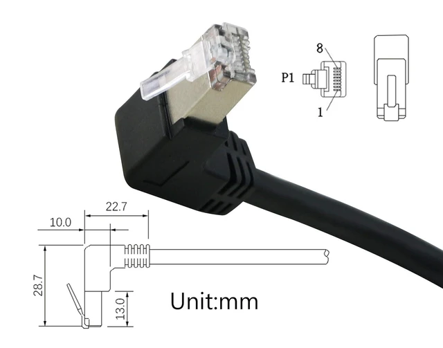 Alt view image 4 of 6 - RJ45 Ethernet Extension Cable 90 Degree Downward Male to Female LAN Adapter Cat5/Cat6 Gigabit Network Patch Cable FTP Gold Plated Contact 10/100 Compatible Ethernet Socket Connector 30cm