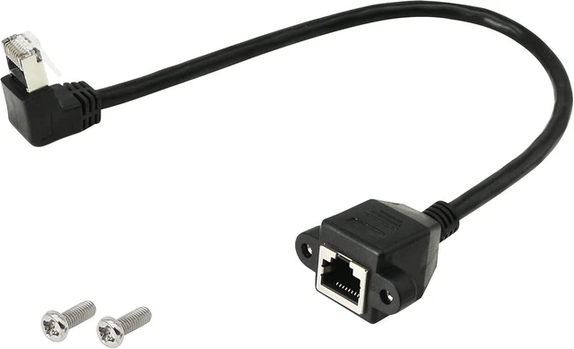 Main image of RJ45 Ethernet Adapter Cable 90 Degree Upward Male to Female CAT 5/CAT 6 LAN Extension Patch Cable with Gold Plated Contact FTP Network Socket Connector Switch Adapter 30cm/11.8 inch