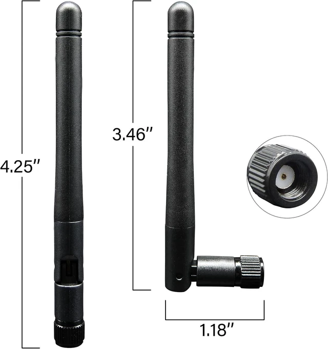 Alt view image 2 of 7 - Dual Band WiFi Bluetooth Antenna 3dBi RP-SMA Male No Pin for PC Wireless Cards 2.4Ghz 5Ghz 5.8Ghz Swivel Antenna for Mini PCIe M.2 and ASUS Motherboard WiFi 2 Pack