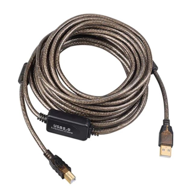 Alt view image 4 of 4 - USB 2.0 Type A to Type B Male to Male Active Printer Cable 480 Mbps USB Data Transfer Cord with Built-in Booster Gold-Plated 28AWG AL-Braided Cable for PC and KVM Switch Transparent Black 30FT/10M