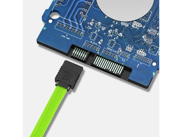 Alt view image 6 of 7 - SATA III 6Gbps Right Angle Data Cable Internal SATA HDD SSD CD Drive Cable Straight to Right Angle Connectors with Locking Latch 50cm 18 Inch Green 3 Pack