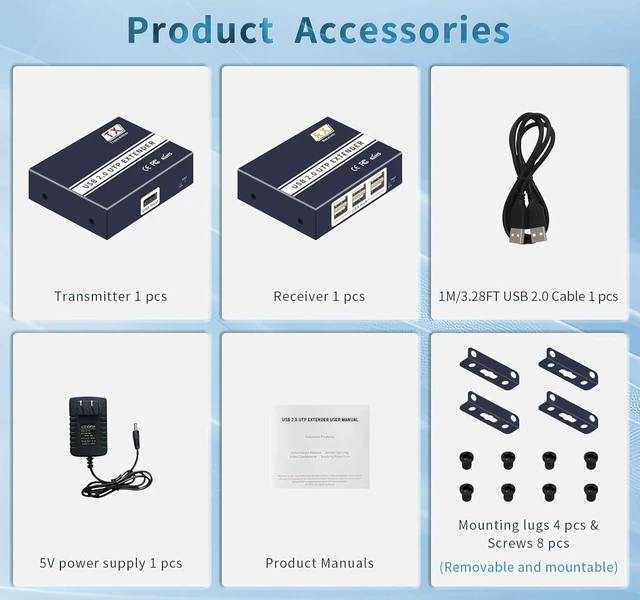 Alt view image 6 of 6 - 6-Port USB 2.0 Over Ethernet Extender RJ45 USB Peripheral Extension System Cat5e Cat6/7 up to 492FT/150m 480Mbps USB 1.1/2.0 Gigabit Switch Driver-Free for Windows/Linux Keyboard Mouse