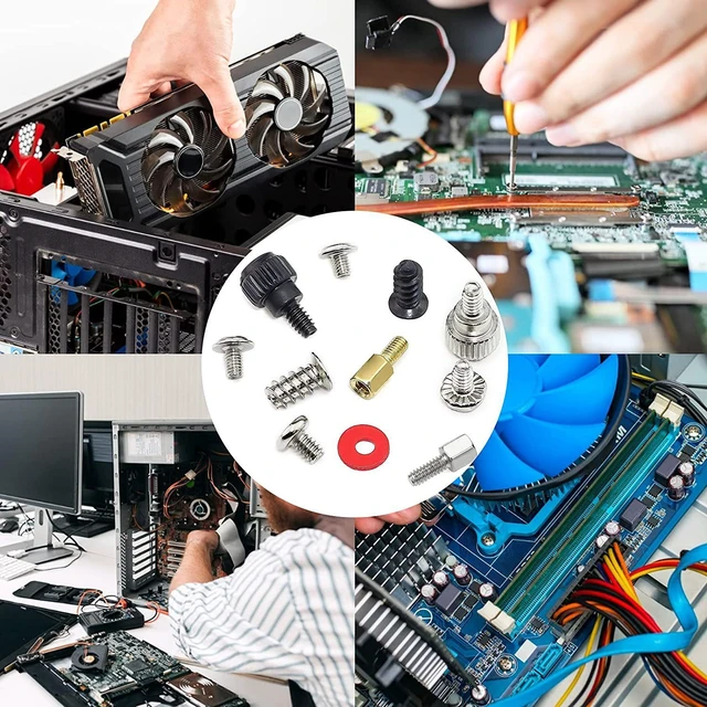 Alt view image 5 of 6 - PC Screw Assortment Kit Motherboard Standoff and Riser Screws HDD SSD Hard Drive Fastener Set M3 M5 6#32 Brass Fiber Paper Black Zinc Plated Steel Nickel Plated Steel 362 Pieces