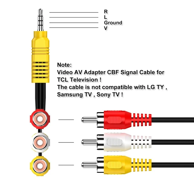 Alt view image 3 of 6 - 3.5mm Mini AV Male to 3 RCA Female Adapter Cable Replacement Composite Video Audio Input Lead Stereo RCA Connector for TV Plug and Play Home Movie Display PVC Cable 23CM/9in 1 Pack