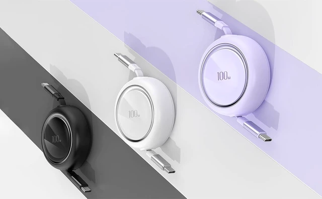 Alt view image 7 of 7 - 100W USB-C Male to USB-C Male Retractable Cable 4 Adjustable Length Presets 5A E-Marker PD Fast Charging Cord for iPhone 16/15 MacBook iPad Samsung Galaxy Portable Travel White 3.3ft/100cm