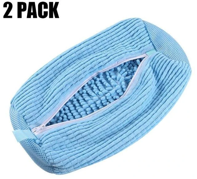 Main image of Mesh Shoe Laundry Bags for Washing Machine Sneaker Protector with 1-Inch Microfiber Cleaning Brushes Invisible Zipper Shoe Shape Protection Reusable Garment Bags for Sneakers Boots Delicates 2-Pack